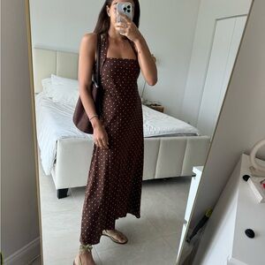 Brown Polka Dot Maxi Dress